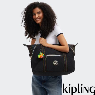 Kipling 霓虹黑拉桿旅行袋-ART M