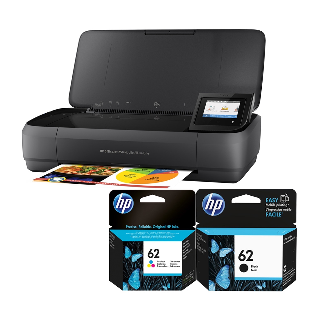 HP OfficeJet 250 Mobile/OJ 250噴墨行動複合機(CZ992A)+NO.62 1黑1彩