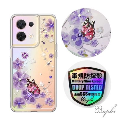apbs OPPO Reno 8/10 Pro 防震雙料水晶彩鑽手機殼-迷情蝶戀