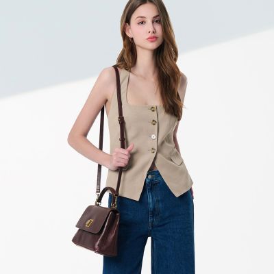 2R 植鞣牛皮 Keli 波特轉釦雙帶肩背包 酒漾咖