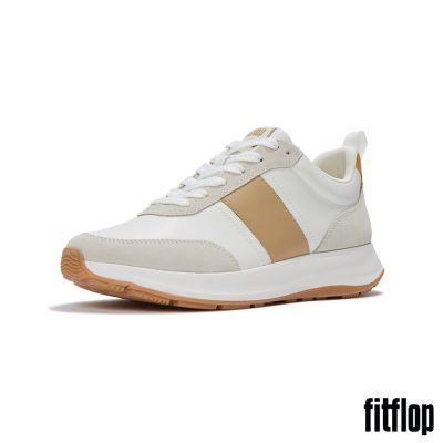 【FitFlop】F-MODE FLOW MENS  皮革/麂皮休閒鞋-男(都會白/淡沙色)