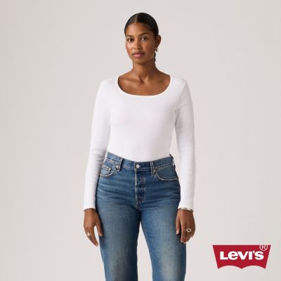Levi s 方領螺紋長袖Tee / 白色 女生上衣 熱賣單品