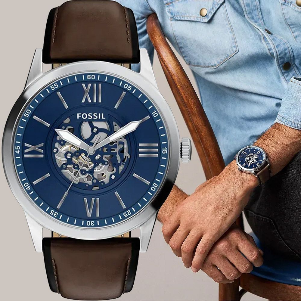 FOSSIL Flynn 時尚假鏤空設計大三針手錶 七夕浪漫購 送禮首選-48mm BQM7128