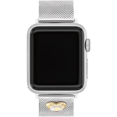 COACH Apple Watch 錶帶 38/40/41mm 適用 米蘭鍊帶 C字愛心錶帶 寵愛媽媽 送禮推薦-銀色(不含手錶)