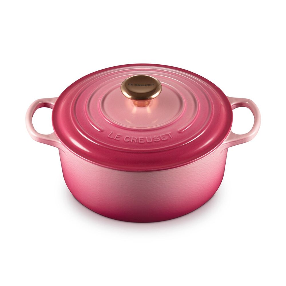 Le Creuset 典藏圓形鑄鐵鍋24cm 4.2L 野莓金法國製湯鍋燉鍋(電磁爐IH爐
