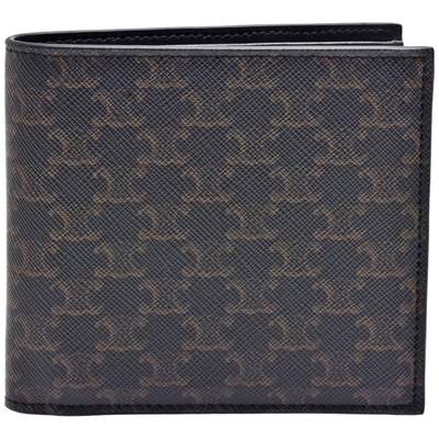 CELINE 賽琳 經典品牌字母LOGO印花帆布短夾(黃褐色)