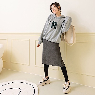OB嚴選-假兩件後開衩彈力針織美型孕婦褲裙《MA0579-》