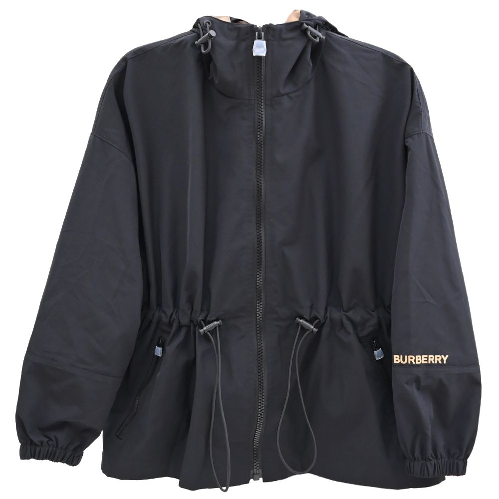 BURBERRY 品牌經典款腰部抽繩連帽風衣夾克/外套(黑)