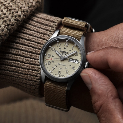 SEIKO 精工 5 Sports 系列 軍風機械錶 618限定禮遇 送禮推薦-36mm (SRPJ83K1/4R36-13P0U)_SK045