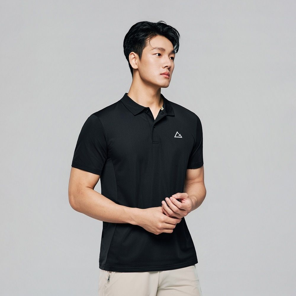 GIORDANO 男裝涼感易打理修身短袖POLO衫 G-MOTION系列【多色任選】 (09 標誌黑)