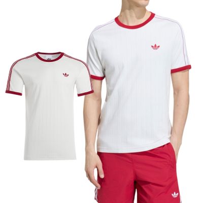 Adidas 3S Tee Str 男款 白紅色 三葉草 修身 T恤 運動 休閒 短袖 KS7449