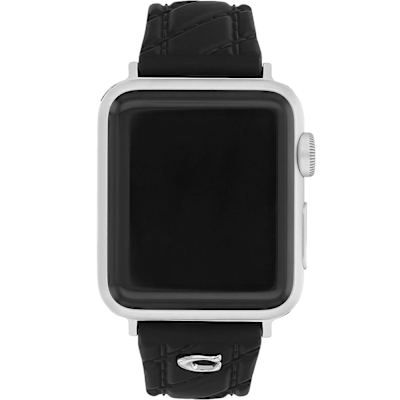 COACH Apple Watch 錶帶 38/40/41mm適用 黑色菱格紋矽膠錶帶 寵愛媽媽 送禮推薦 (不含手錶)
