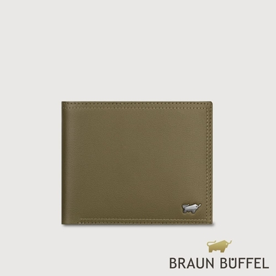 【BRAUN BUFFEL 德國小金牛】台灣總代理 斯杜迪歐 8卡男夾-橄欖綠/BF566-313-MIO