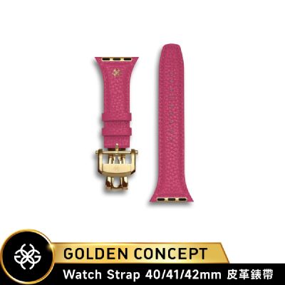 【Golden Concept】APPLE WATCH 41/40/42mm 全粒面義大利皮革錶帶/金框 WSA-FL-PK-G