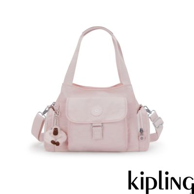 Kipling (網路獨家款)霧玫粉好收納手提兩用斜背包-FELIX L U