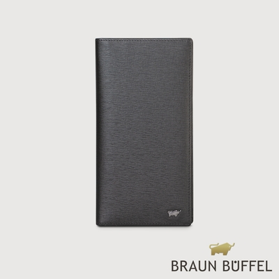 【BRAUN BUFFEL 德國小金牛】台灣總代理 瓦拉頓-TW 14卡薄型長夾-黑色/BF537-322-BK