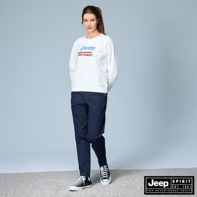 JEEP 女裝 簡約俐落設計長褲－藍色
