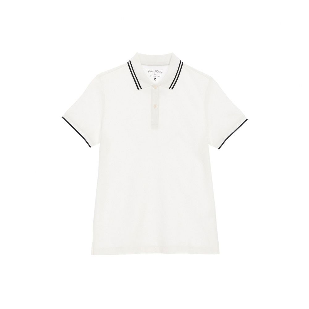 GIORDANO 女裝瞬涼抗菌撞色領POLO衫【雙色任選】 (16 皎白)