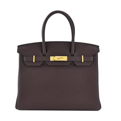 Hermes 愛馬仕 Birkin 30cm TOGO牛皮柏金包(OG紅棕/U刻/金釦))