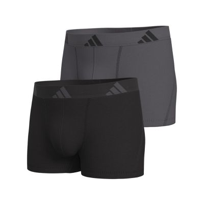 adidas M ACTIVE FLEX COTTON TRUNK 2 PAIRS男士 高彈柔棉舒適平口內褲兩件組-黑/灰