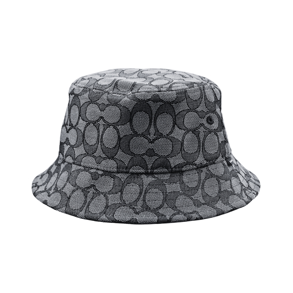 COACH黑灰C Logo棉質漁夫帽