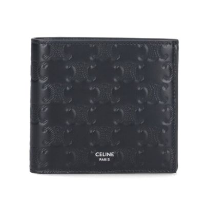CELINE 賽琳 Bi-fold Triomphe 牛皮革 雙摺 卡夾 皮夾 短夾 黑色 10B653FQB.38SI