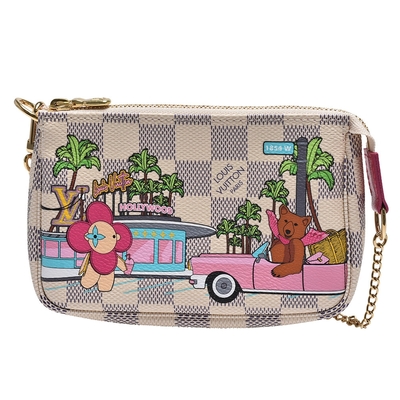 LV Louis Vuitton路易威登 N60487限量MINI POCHETTE荷里活的限量印花圖案拉鍊迷你手提包