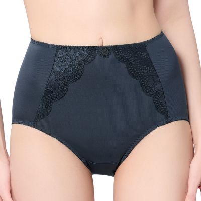思薇爾 舒漾Bra系列L-3XL涼感消臭蕾絲高腰三角女內褲(科技藍)