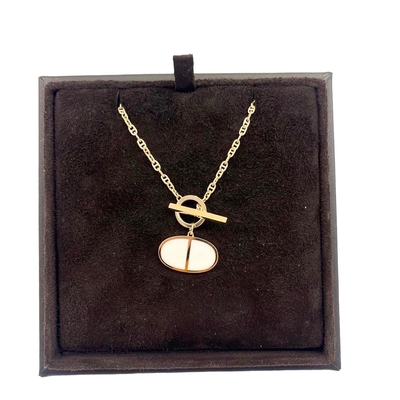 HERMES Pendentif Chaine d Ancre 高級珠寶系列 18K金陶瓷豬鼻T扣項鍊
