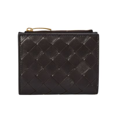 BOTTEGA VENETA 寶緹嘉 BV Intrecciato Small Bi-Fold 編織皮革 拉鍊 卡夾 皮夾 短夾 深巧克力色 742330