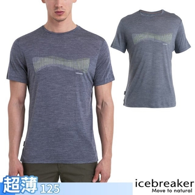 【Icebreaker】男 美麗諾羊毛 Sphere III Cool-Lite 圓領短袖上衣(夢幻波紋)-125.T恤 IB0A56W3-A94 藍麻灰