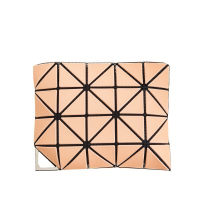 ISSEY MIYAKE 三宅一生 BAOBAO 新款霧面三角格拉鍊零錢包附鍊帶 (SHERBET ORANGE)