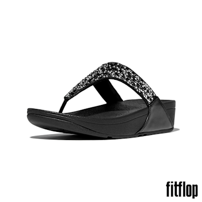 【FitFlop】LULU 水鑽混合夾腳涼鞋-女(靚黑色)