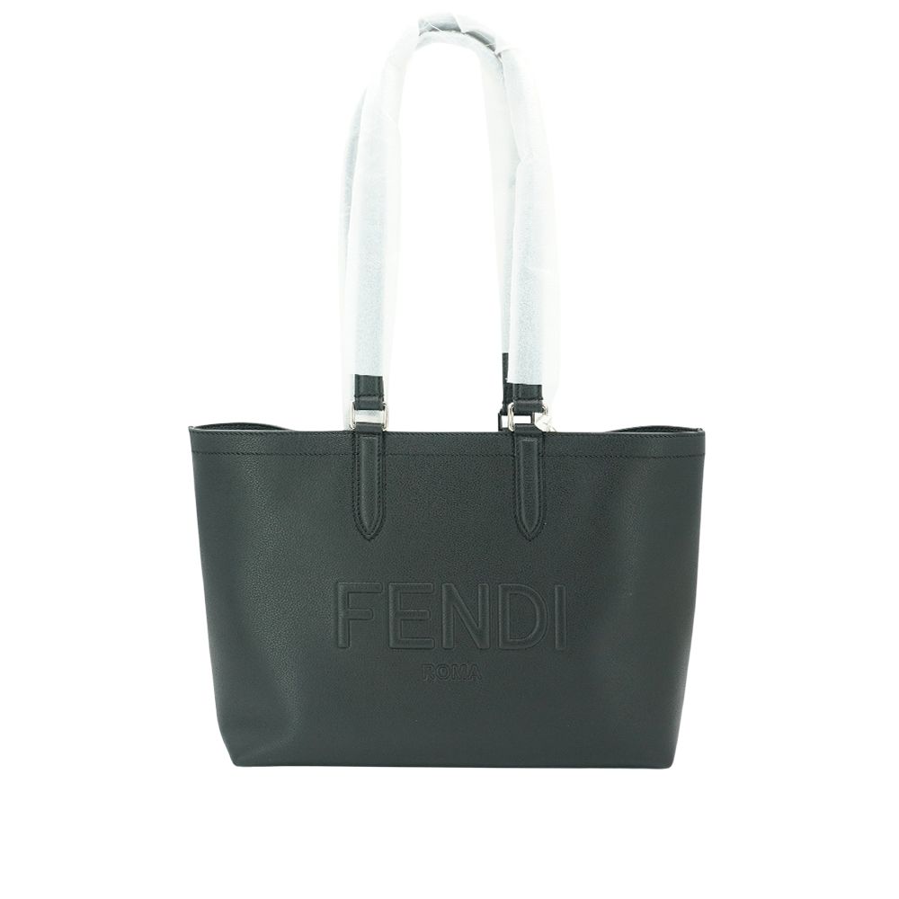 Fendi 芬迪 壓紋牛皮肩背托特包(7VA629-黑)