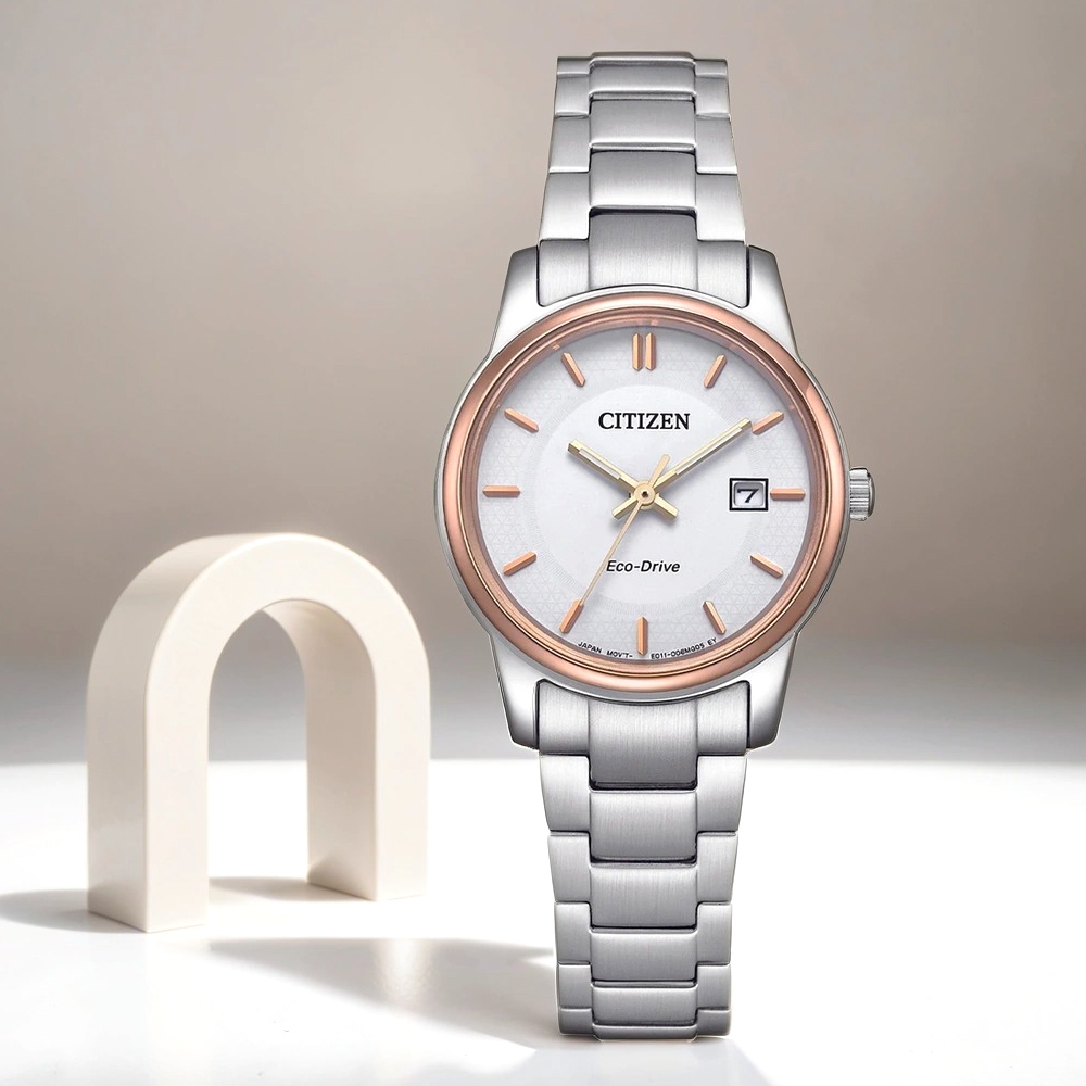 CITIZEN 星辰 光動能經典女錶 開學換新季 送禮推薦-白/27.5mm EW2319-71A