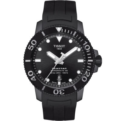 Tissot 天梭Seastar系列 海星300潛水機械錶腕錶-43mm/全黑