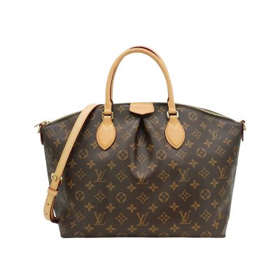 LOUIS VUITTON路易威登 二手品 Louis Vuitton Boetie MM 帆布手提兩用抓皺包(M45987-咖)