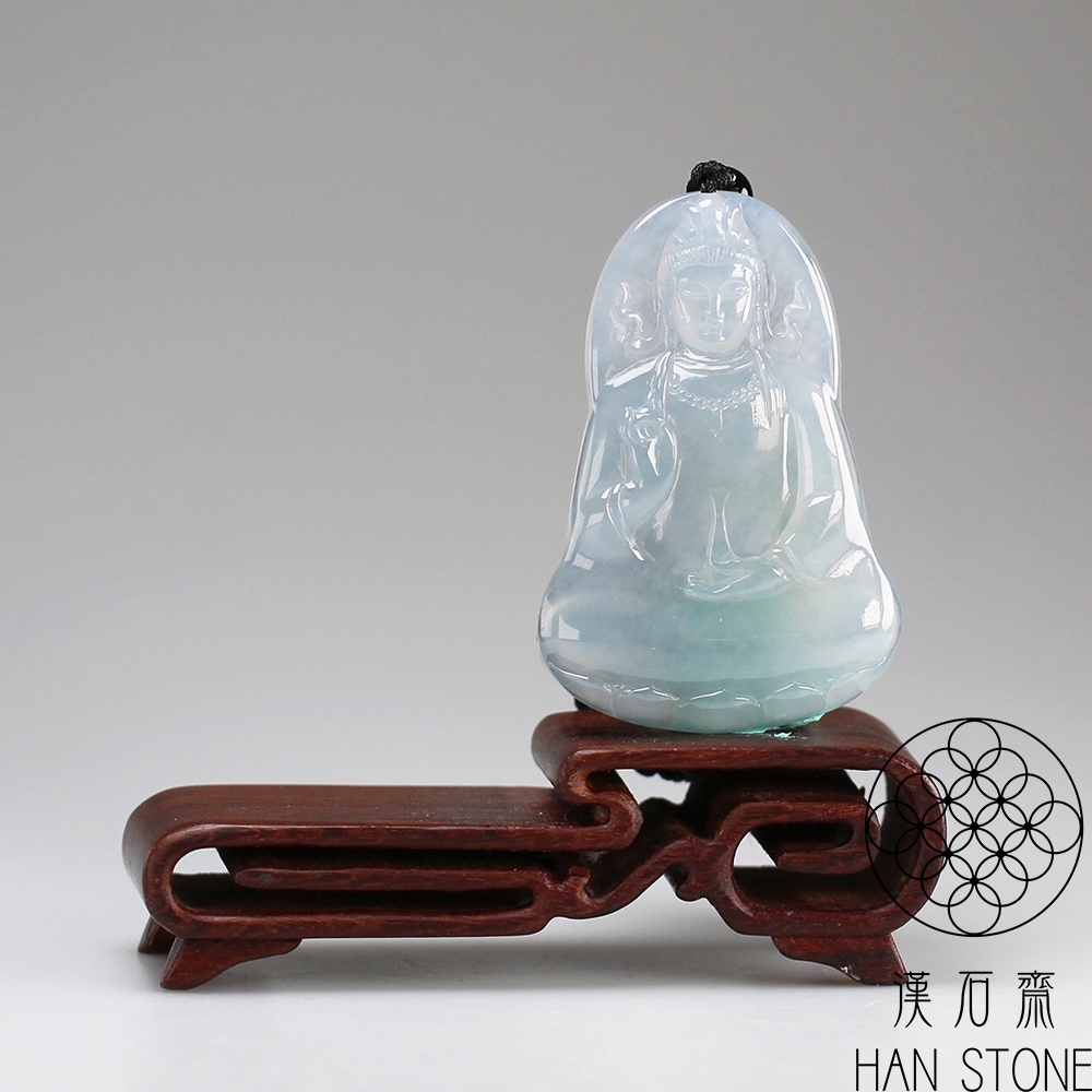 漢石齋】天然A貨冰種藍紫翡翠觀音玉佩吊墜(36*54*5mm) | 漢石齋| Yahoo