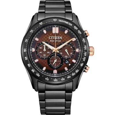 CITIZEN星辰Chronograph極致復古不鏽鋼三眼計時鋼帶男錶43mm(CA4534-81X)