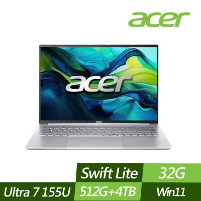 ACER 宏碁 SFL16-51M-74W7 16吋效能筆電 (Ultra 7 155U/32G/512G+4TB PCIe SSD/Win11/特仕版)