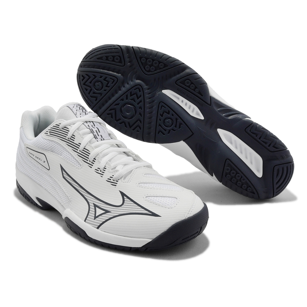 Mizuno 羽球鞋Gate Sky Plus 3 男鞋寬楦白灰入門款排球鞋桌球鞋美津濃