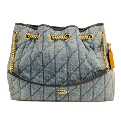 COACH 牛仔丹寧布鏈帶手提肩背兩用托特包(牛仔藍)