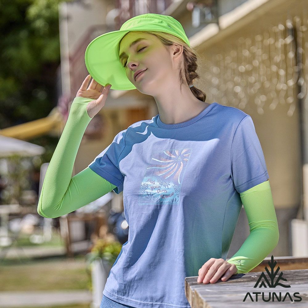【ATUNAS 歐都納】玩美肌光瞬透冰紗無縫袖套(拇指款)A1ACHH02N螢光黃/涼感/防曬抗UV袖套/美肌袖套/美肌新革命