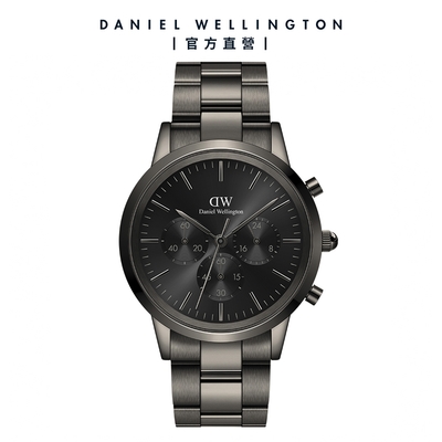 Daniel Wellington DW 手錶 Iconic Chronograph 42ｍｍ太空灰三眼精鋼錶灰錶盤 DW00100643
