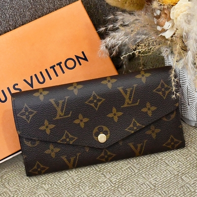 LOUIS VUITTON路易威登 LV M62236 Sarah經典花紋扣式長夾(紅)