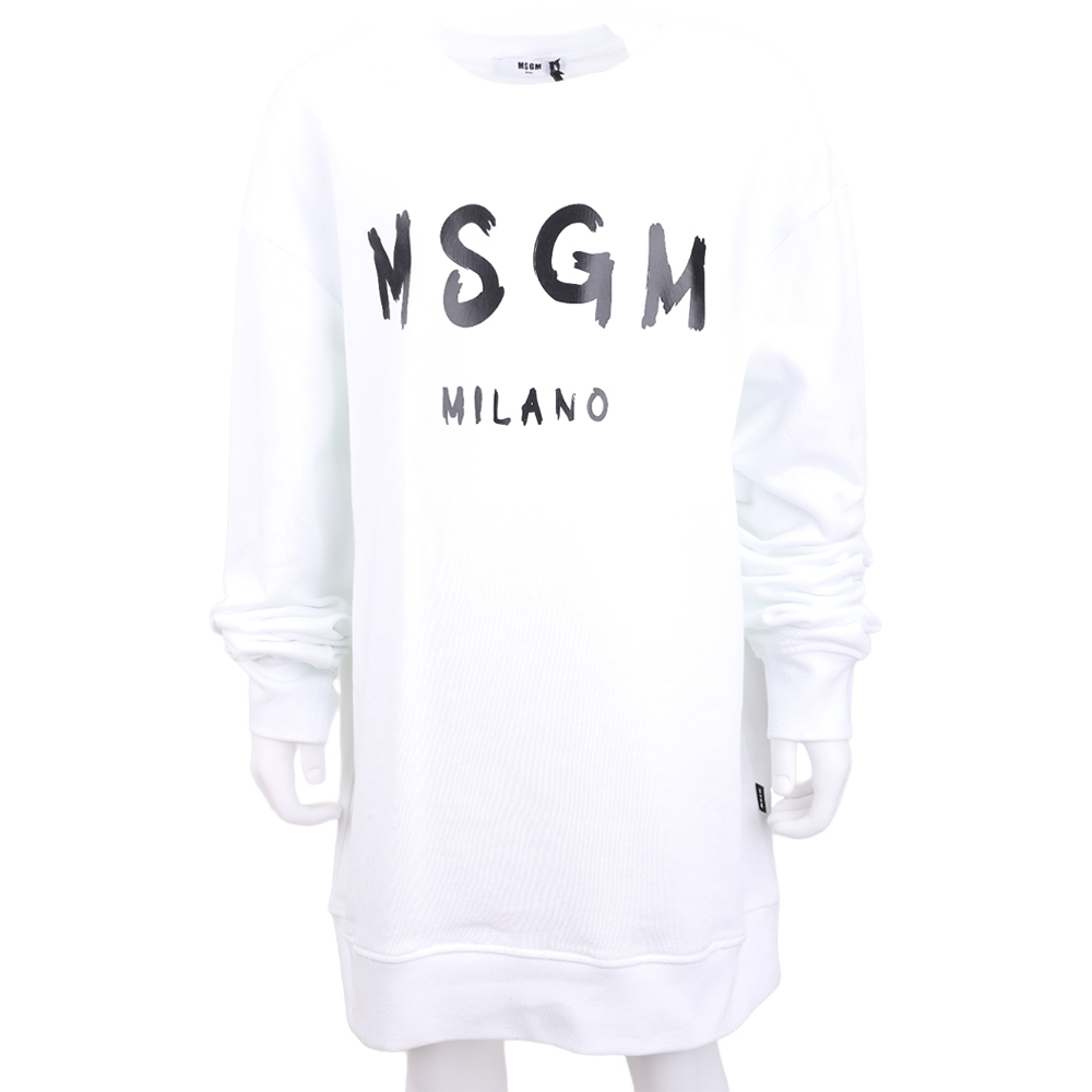 MSGM 童裝 塗鴉字母長袖棉質運動衫-四色可選 (白色)