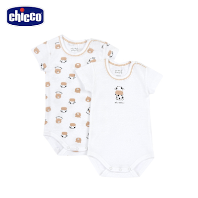 chicco官方直營-MILK小乳牛-短袖連身衣二入