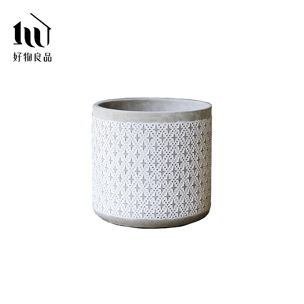 好物良品】小款_細緻立體浮雕手作水泥盆栽花盆花器(陽台多肉植物盆器