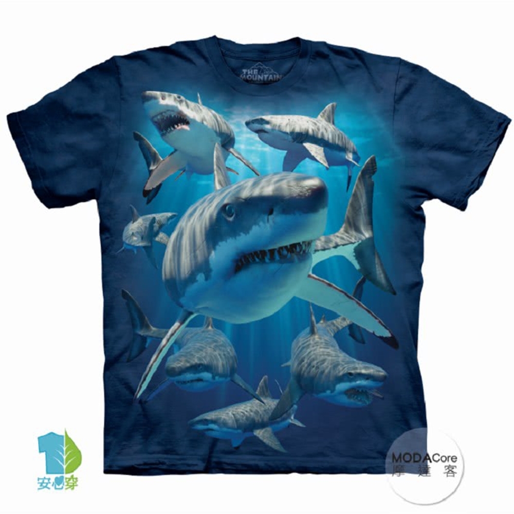 摩達客】美國進口The Mountain 鯊魚覓食純棉環保藝術中性短袖T恤| 短袖| Yahoo購物中心
