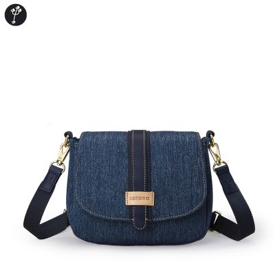 【satana】Denim 小型馬鞍包 斜背包 肩背 / 側背輕量 6.7吋手機 台灣製 SDNN0360 - 深丹寧藍